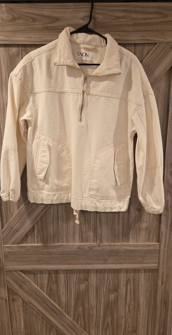 LNDN Men's Cream Organic Cotton Pullover Jacket - Quarter Zip